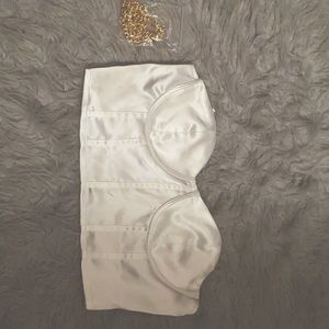 Zipper Back Chain Straps Satin Bustier Cami Top